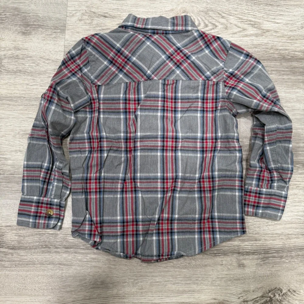 Old Navy‎ Boys 3T Plaid Long Sleeve Button Up Shirt Top Roll Tab Sleeves